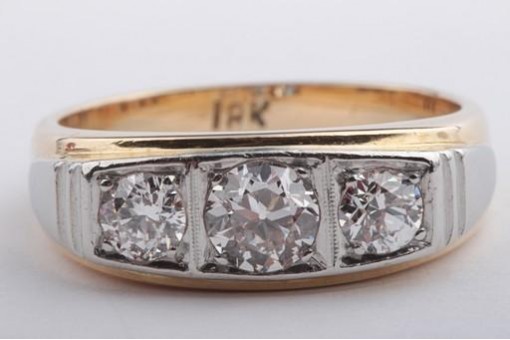 Einkaräter Diamant Ring 1ct antik 750 18kt Bicolor Gold Altschliff 17,5mm