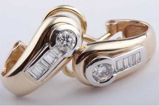 Brillant Diamant Ohrringe 1,3ct Clips Stecker 585 14k Gelbgold