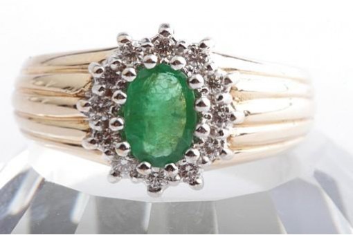 Christ Smaragd Brillant Diamant Ring lupenrein 585 14K Gelbgold 56