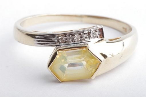 Citrin Diamant Ring 375 9K Gelb Gold Gr. 59