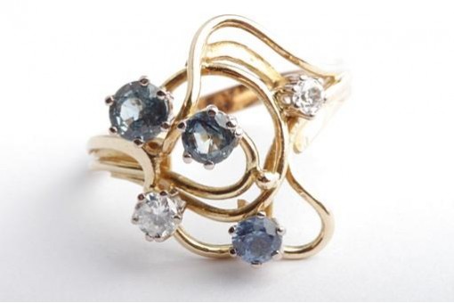 Blautopas Brillant Diamant Ring 750 18K Gelb Gold Gr. 55