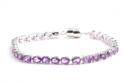 Amethyst Armband 925 Sterling Silber Länge 19cm Magnetverschluss