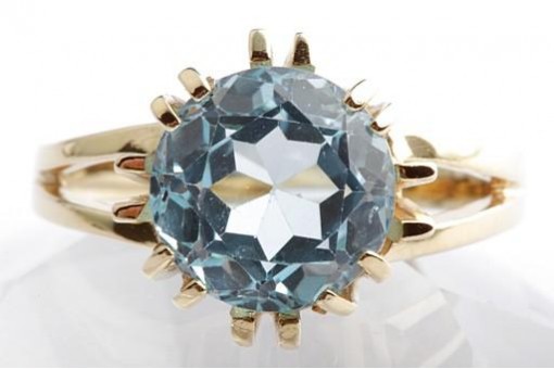 Blau Topas Ring 375 9K Gelb Gold Gr. 60