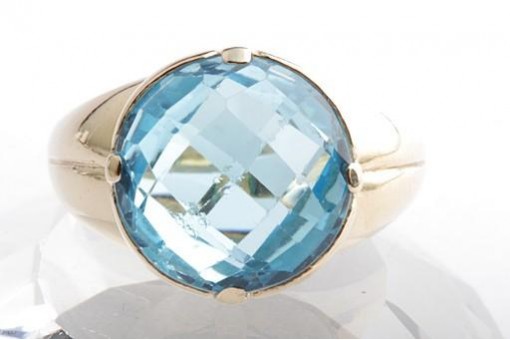 Blau Topas Ring 375 9K Gelb Gold Gr. 64