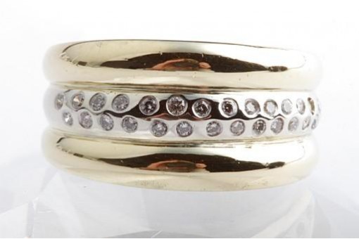 Brillant Diamant Ring 750 18K Bicolor Gold Gr. 55