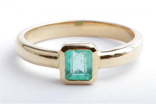 Smaragd Ring 0,41ct 750 18K Gelb Gold Gr. 56