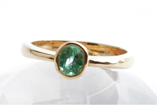 Smaragd Ring 0,80ct 750 18K Gelb Gold Gr. 56