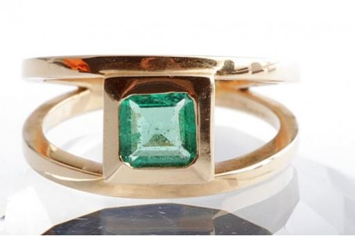 Smaragd Ring 0,61ct 750 18K Gelb Gold Gr. 55