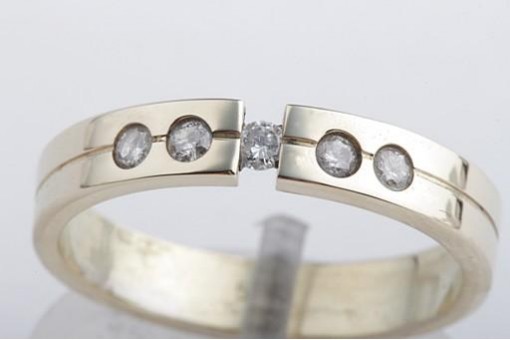 Ring Brillant Diamant Spannring 585 14K Gelb Gold Gr 55 17,5mm