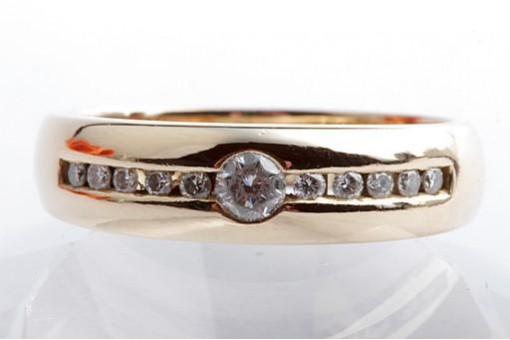 Brillant Diamant Ring 0,37ct 750 18K Gelb Gold Gr. 56