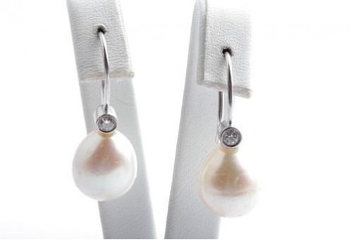 Ohrringe Süßwasser Perlen 18K 750 Weiß Gold Ohrhänger Diamant Brillanten