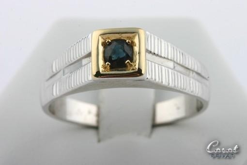 Saphir Ring Gold 18k 750 Weiß Gold Safir Gr 65 Unikat Top!