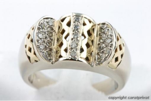 Brillant Diamant Ring 18kt 750 Gelb Weiß Bicolor Gold 59