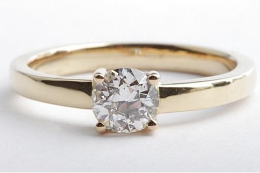 Brillant Diamant Ring Solitär 0,66ct 750 Gelbgold Altschliff 56 DPL Exp.