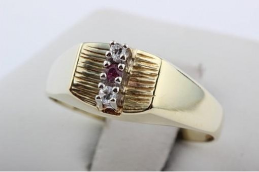 Brillant Diamant Rubin Ring 585 14K Gelb Gold Gr 55 Top!