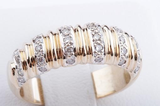 Brillant Diamant Ring 0,30ct 585 14K Bicolor Gold Gr. 56 Top!