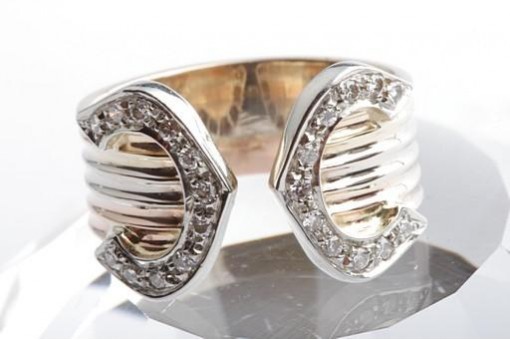 Brillant Diamant Ring 22 Brillanten 0,22ct 585 Tricolor Gold mehrfarbig 48
