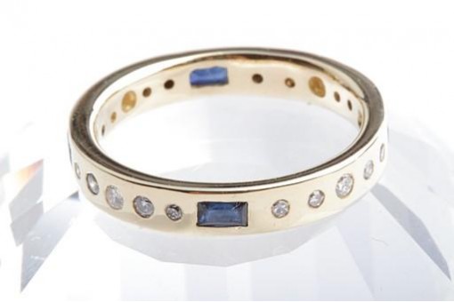 Ring 4 Saphire 20 Brillanten 750 Gelbgold 59 18,8mm Memory