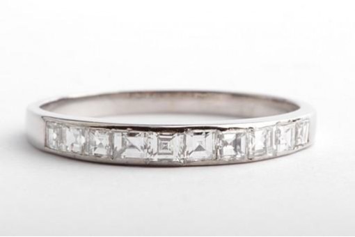 Diamant Ring 10 Diamanten 0,60ct Asscher-Cut 750 Weißgold 57 18,1mm