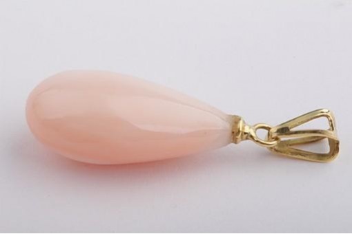 Anhänger Koralle Sardegna rosa Tropfen Pampel 18K 750 Gelb Gold Neu