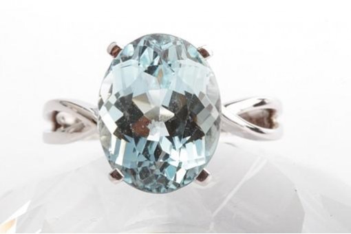 Ring Aquamarin oval 13x9x7mm ca. 5,32ct 750 18K Weißgold Gr. 56