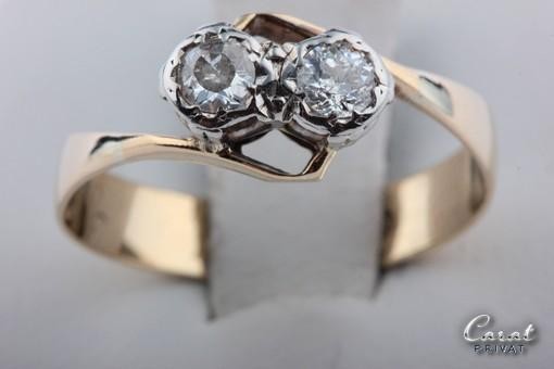 Diamantring antik 9k Gelb Gold Altschliff Diamanten Biedermeier Gr 53 Top!