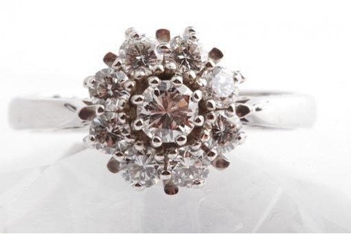 Brillant Diamant Ring 1,15ct H Vvsi 585 14K Weißgold Gr 61 19,4mm änderbar