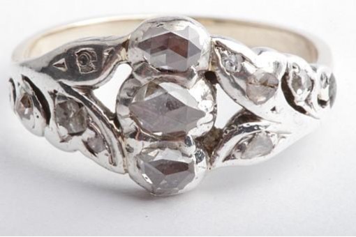 Diamant Ring antik Biedermeier Diamantrosen 585 14K Gelb Gold Gr. 57
