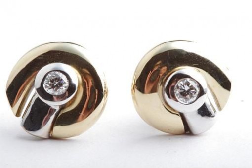 Brillant Diamant Ohrringe 0,20ct Weiß lupenrein Ohrstecker 750 Bicolor Gold
