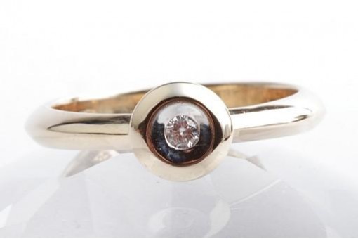 Brillant Diamant Ring 585 14K Gelb Gold Gr. 54