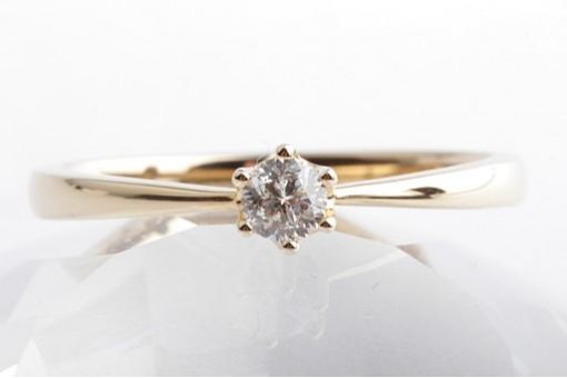 Brillant Solitär Ring Diamant 585 14K Gelb Gold Gr. 60