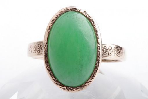 Chrysopras Ring 585 14K Rosé Gold Gr. 59