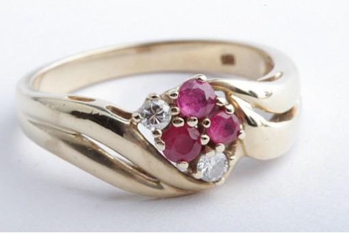 Rubin Brillant Diamant Ring 585 14K Gelb Gold Gr. 54