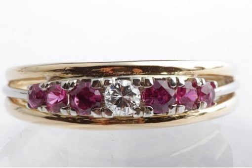 Rubin Brillant Diamant Ring 750 18K Gelb Gold Gr. 54