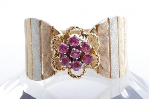 Designer Rubin Ring 750 18K Tricolor Gold Gr. 55 Feine Handarbeit!