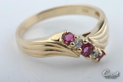 Rubin Kristall Ring in 8kt Karat 333 er Gelbgold Gr. 54