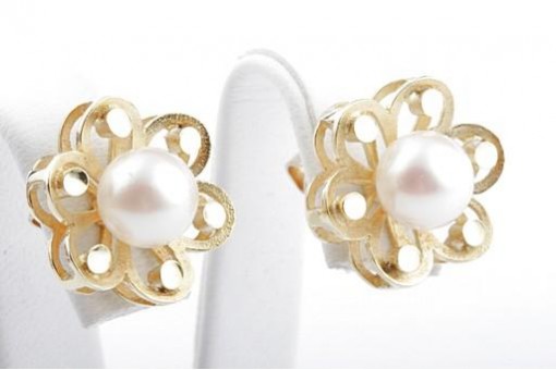 Perlenohrringe Akoya 585 Gelb Gold 14 Karat Ohrstecker