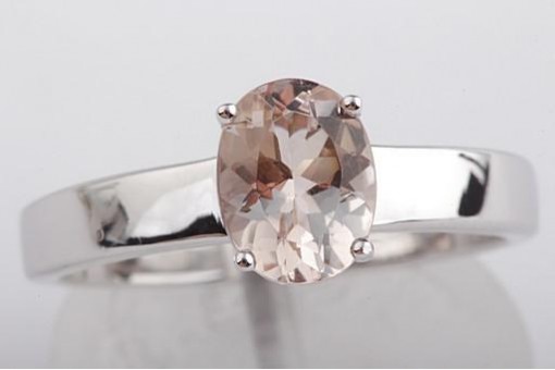 Morganit Ring 585 Weiß Gold 14K Gr 56 17,8mm Top!
