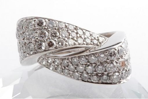 Designer Brillant Diamant Ring 2,3ct 750 18K Weiß Gold Gr. 60