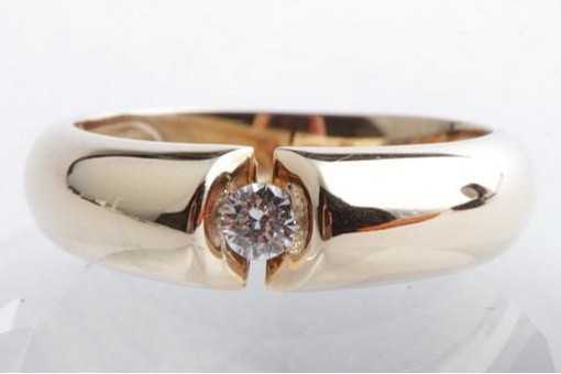 Brillant Diamant Spann Ring 0,11ct Solitär 585 14K Gelb Gold Gr. 54 17,2mm 