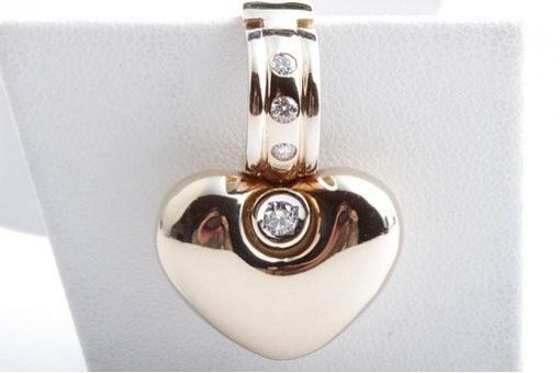 Herz Anhänger 585 14 Karat Gelb Gold mit 0,16ct Brillanten Diamant