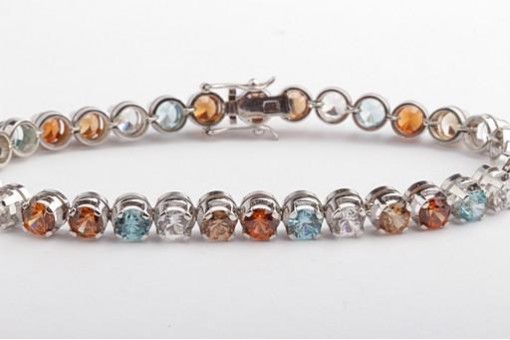 Armband mit 12ct Farbsteinen Topas Citrin weiße Saphire 750 18k Weiß Gold