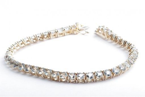 Tennis Armband 375 9K Gelbgold mit 43 Topasen Länge 19 cm