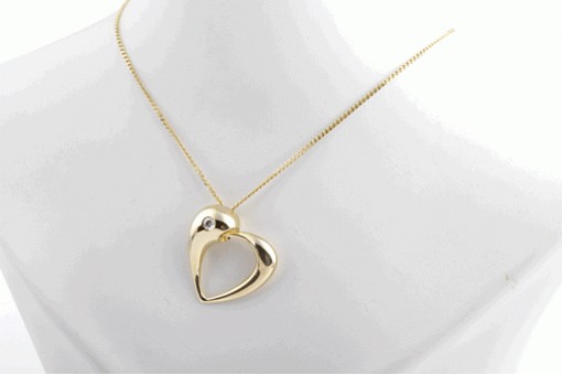Brillant Herz Anhänger 750 18K Gelb gold mit Kette Georg Jensen Dänemark Diamant
