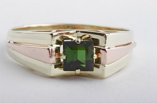 Turmalin Ring 585 14K Bicolor Gelb Rose Gold Top!