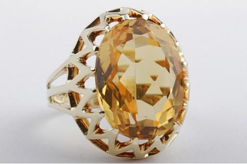 Ring großer Citrin 585 14K Gelb Gold Citrinringe Gr 53 16,9mm Top!