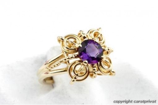 Amethystring 14kt Gelb Gold 585 Ring Gr 56 Top!