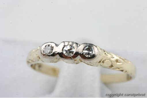 Diamant Brillant Ring 14kt 585 er Jugendstil antik Gr 53 Top!