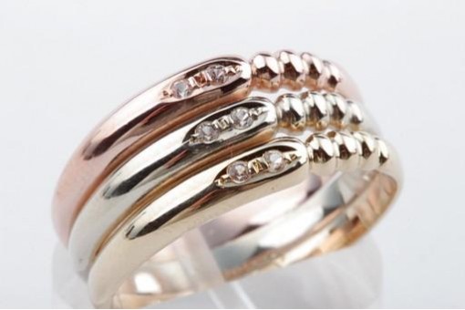 Ring 333 er 8k Tricolor Gold mehrfarbig Kristall 3 Farben Top!