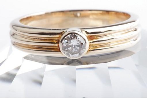 Brillantring Solitär 0,16ct 585 Gelbgold 14 Karat Diamant Größe 52